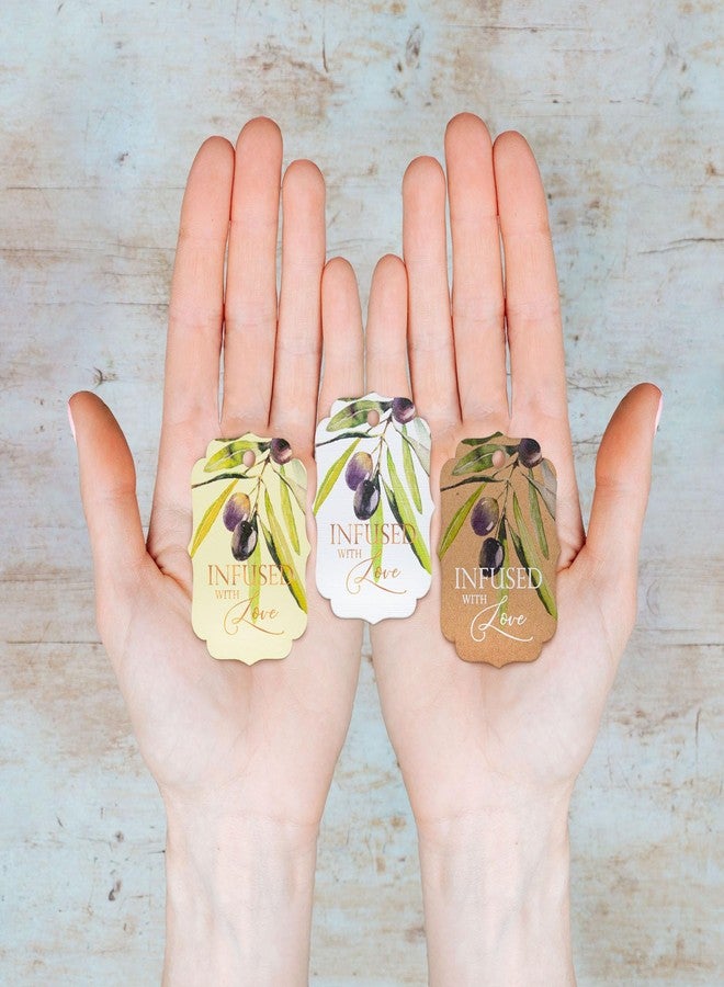Summer-Ray.com Summer-Ray 50pcs Watercolor Olive Twig Infused with Love Gift Tags Olive Our Love and Thanks Greek Wedding (White, Little Violin) - Image 5